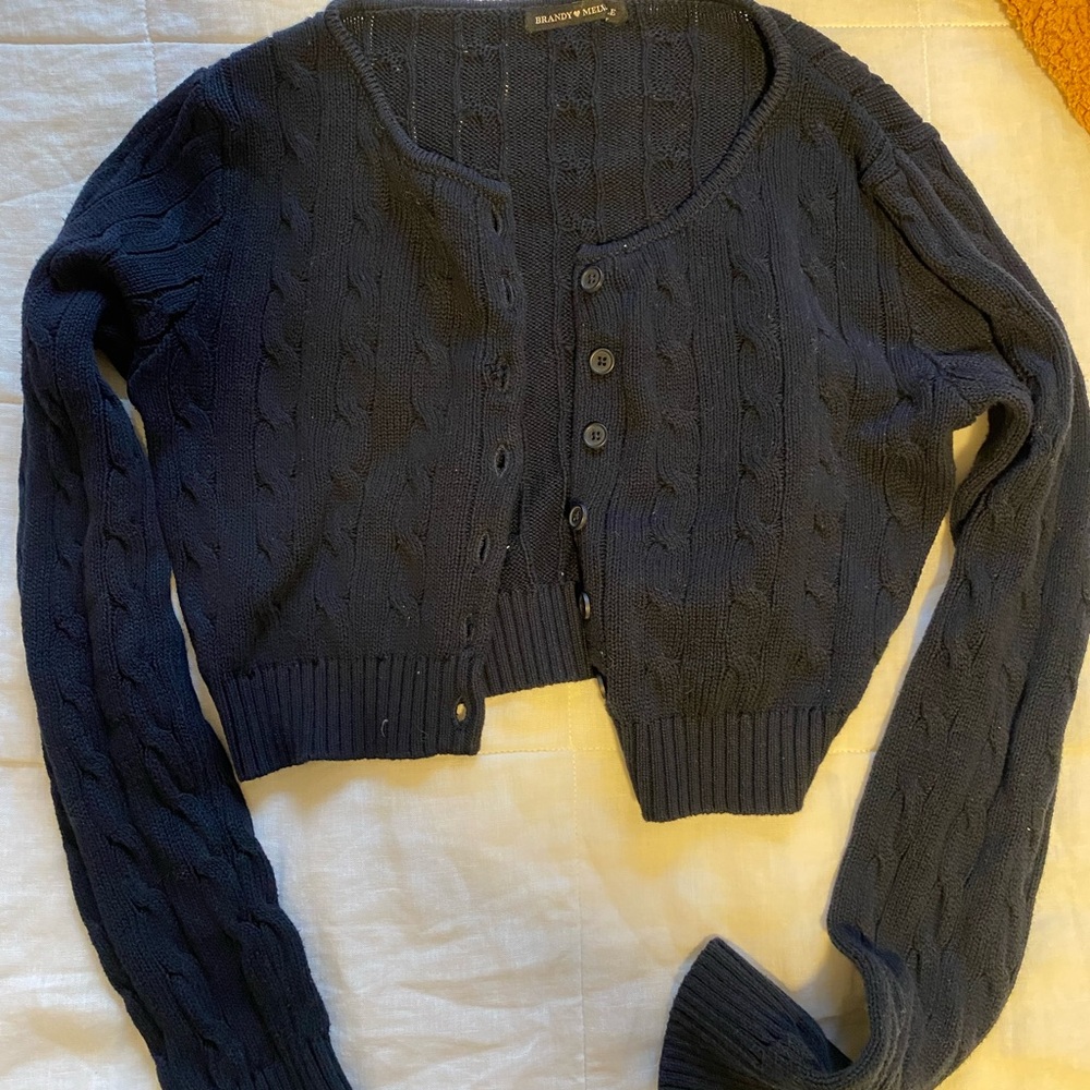 Black Cable Knit Cardigan Sweater